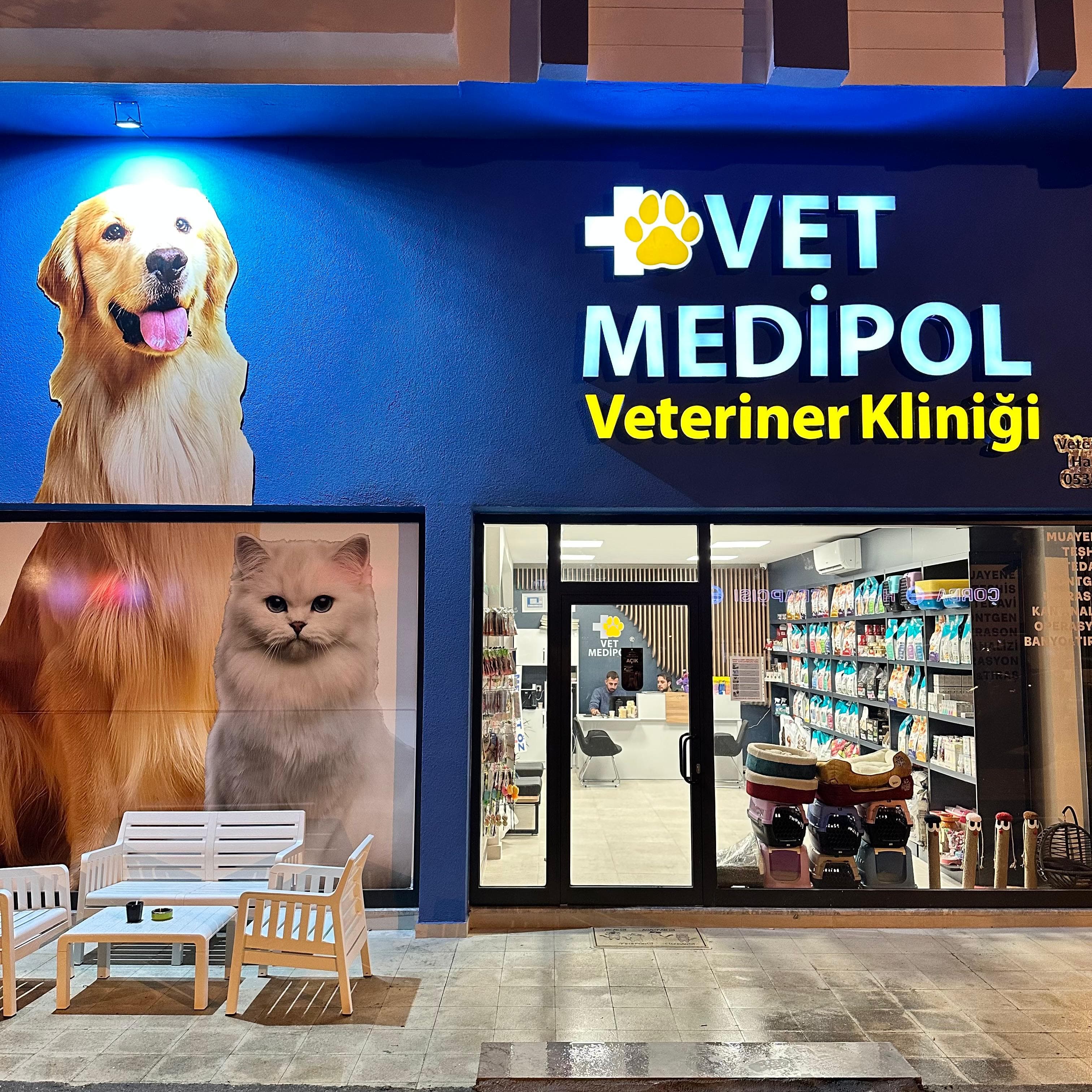 Muayene masasında veteriner hekim ve köpek